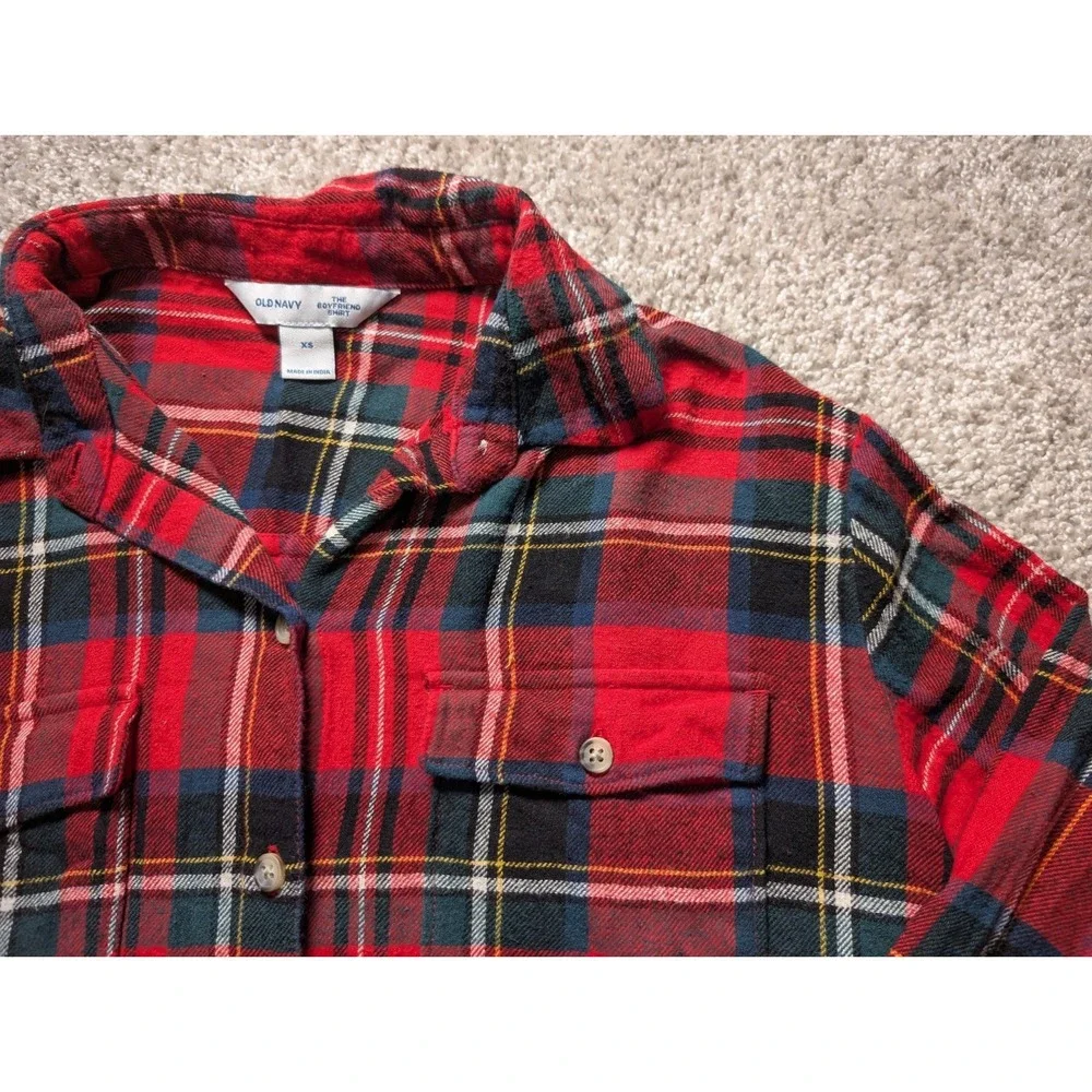Old Navy‎ Shirt Kids XS Plaid Red Button Up Long Sleeve